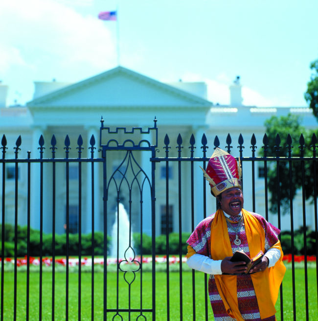 Predicatore davanti alla Casa Bianca