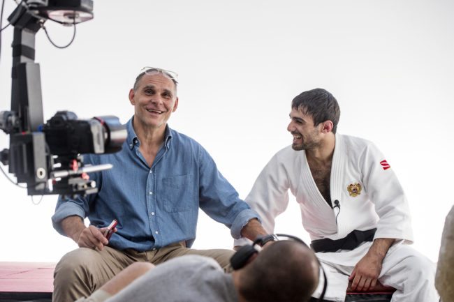 Il maestro Ezio Gamba, allenatore della nazionale russa di judo, insieme al judoka Arsen Žoraevič Galstjan